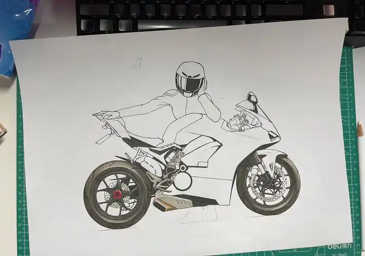 手绘摩托车女骑士