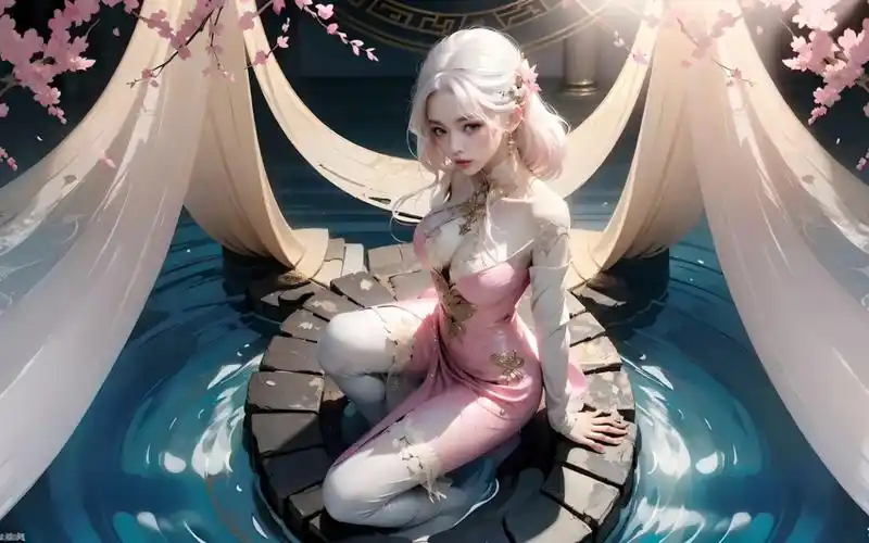 4k高清 国风 古风 蕾丝 大长腿 女神 电脑壁纸 红粉佳人 美景配美女