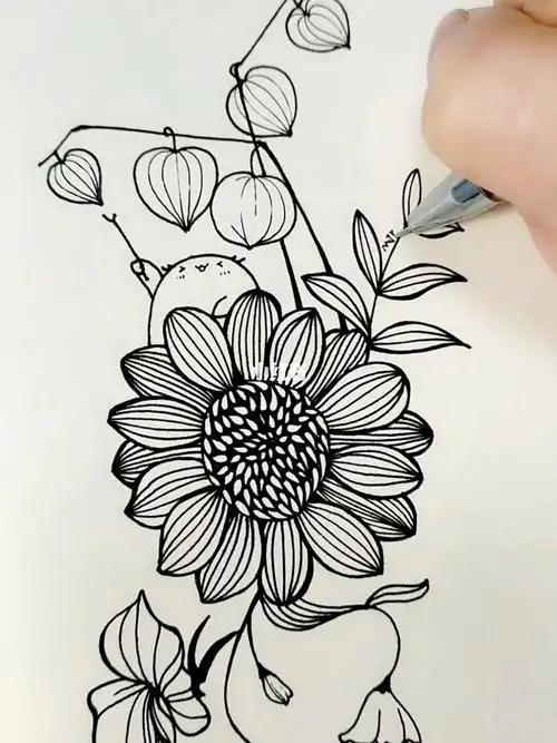 中性笔也可以画哦#画画  #绘画  #简笔画教程  #简笔画  #画个简笔画