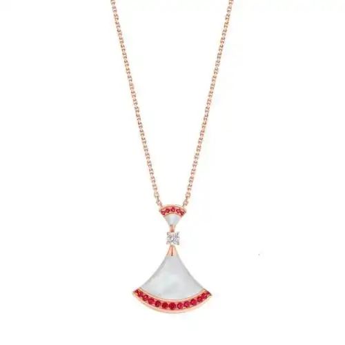 bvlgari宝格丽divasdream系列18k金玫瑰金满密钉红宝石钻石项链358122