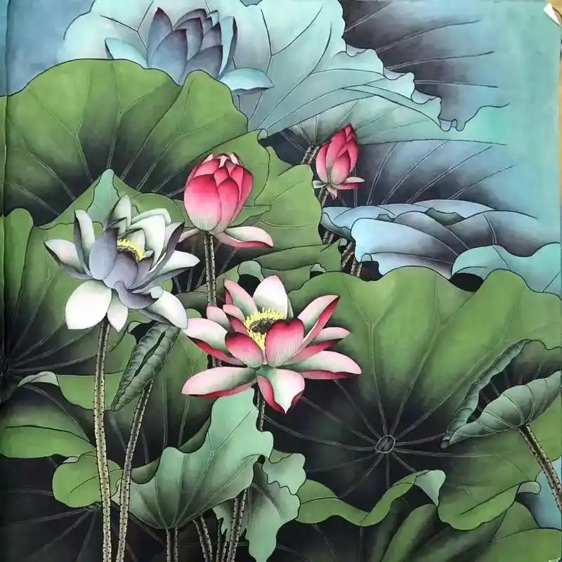 画家曾松涛老师四尺斗方工笔荷花,泼彩荷花作品真迹.#荷塘美景 - 抖音