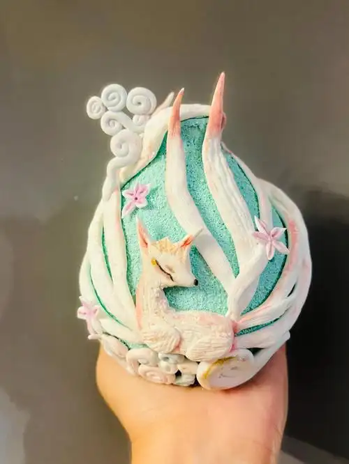 粘土九尾狐瓶青丘有狐傲然九尾传说无数