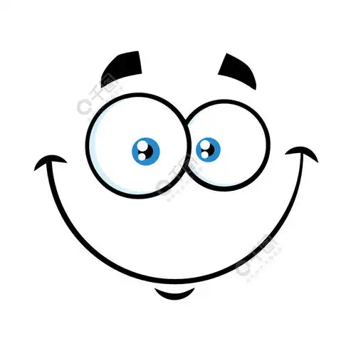 笑着卡通搞笑的脸带着快乐的表情在白色背景上隔离的插图