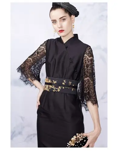 盖娅传说女士改良旗袍蕾丝连衣裙g21740403