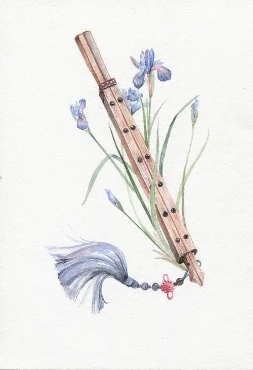 古风水彩画带你领略古典乐器之美