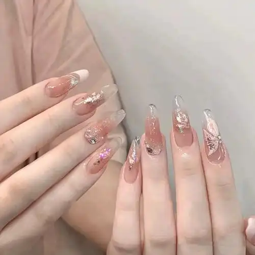 新品手工定制假指甲贴片成品气质显白秋冬蝴蝶结新娘孕妇穿戴美甲