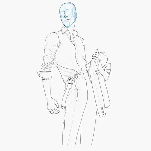 板绘素材西装人体线稿