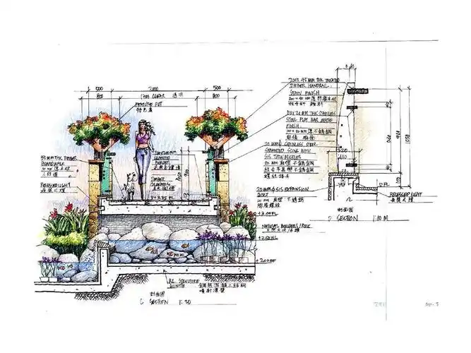 一些很好的景观立面手绘ppt