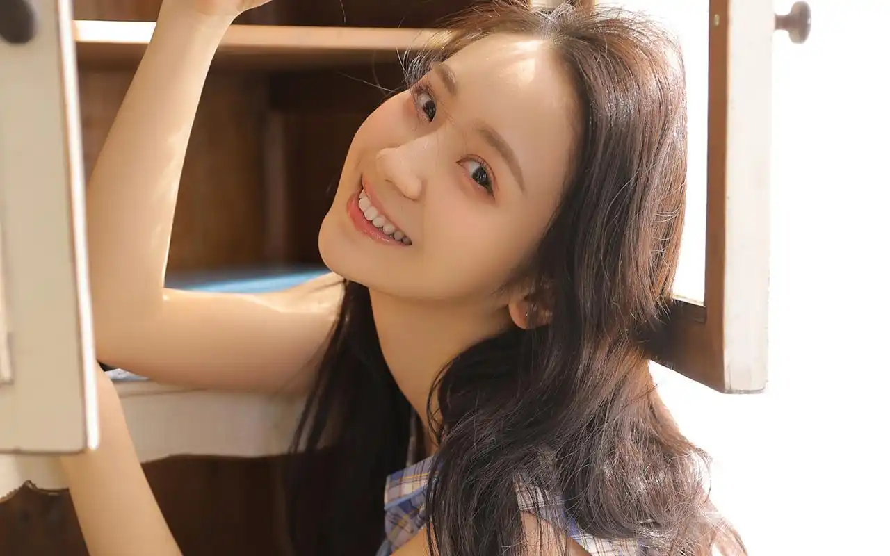 气质美女格子长裙诱人写真高清电脑壁纸