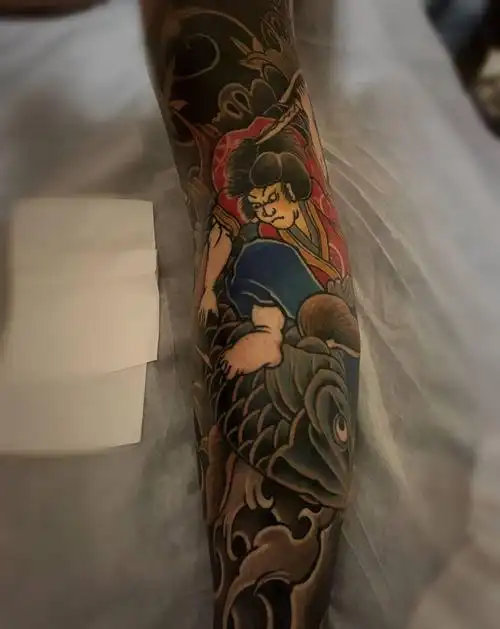 老传统花腿纹身图片腿部老传统纹身图案