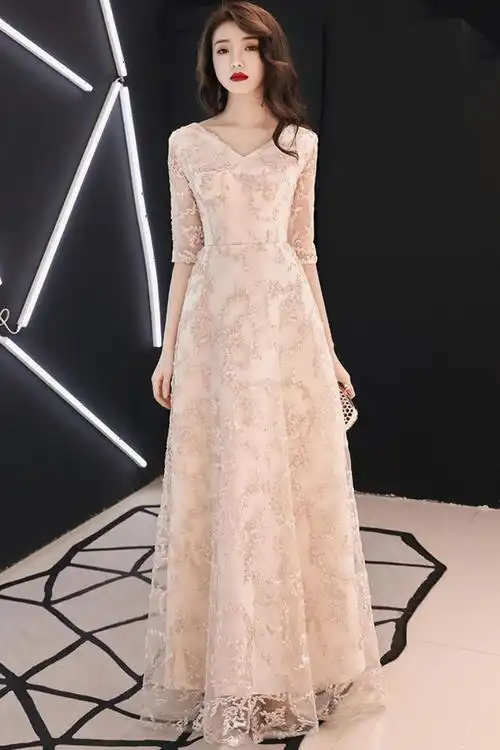 晚礼服女气场女王2020新款抹胸长款主持人生日礼服晚装连衣裙名媛