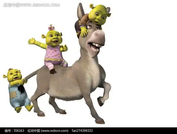 能给我发几张怪物史莱克中火驴的可爱图片吗?