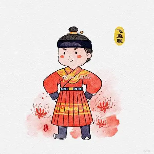 水彩画版男款汉服常见形制