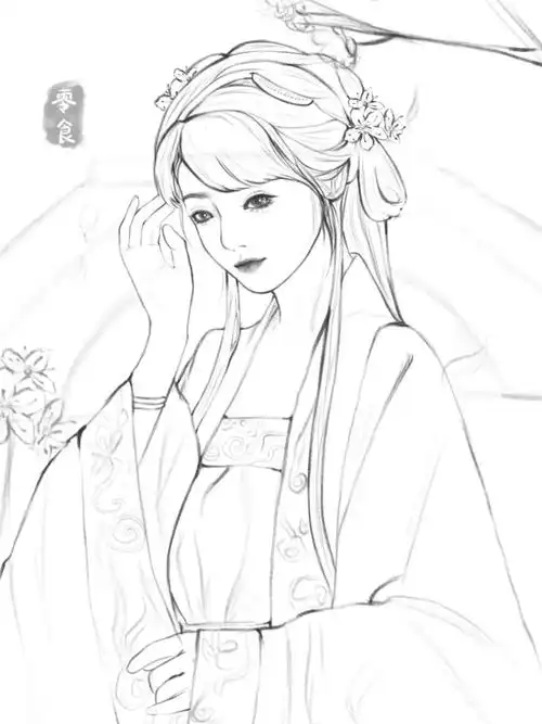 少女线稿  #阿花团练  #画画  #古风  #procreate绘画