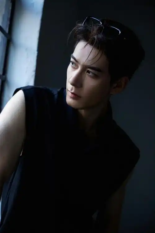 陈星旭时尚写真黑色无袖背心展现完美肌肉线条表现力满分