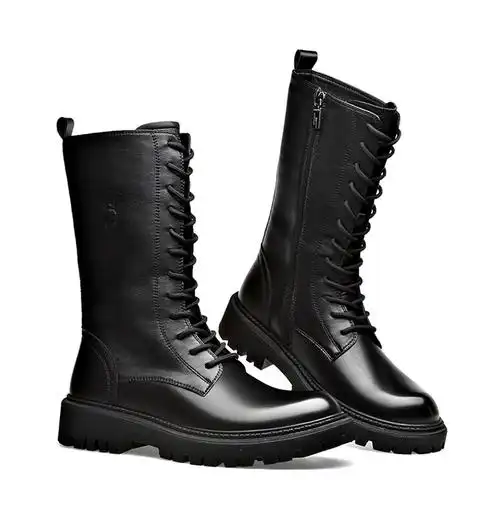 男士马靴长筒靴冬季高筒长靴系带超长蒙古男士高帮加绒马丁靴骑马黑色