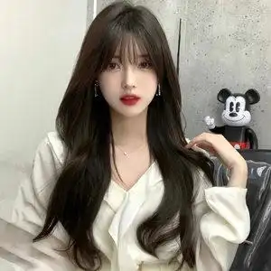 假发女长发中长发空气刘海卷发长卷发修脸全头套梨花头微卷假发套