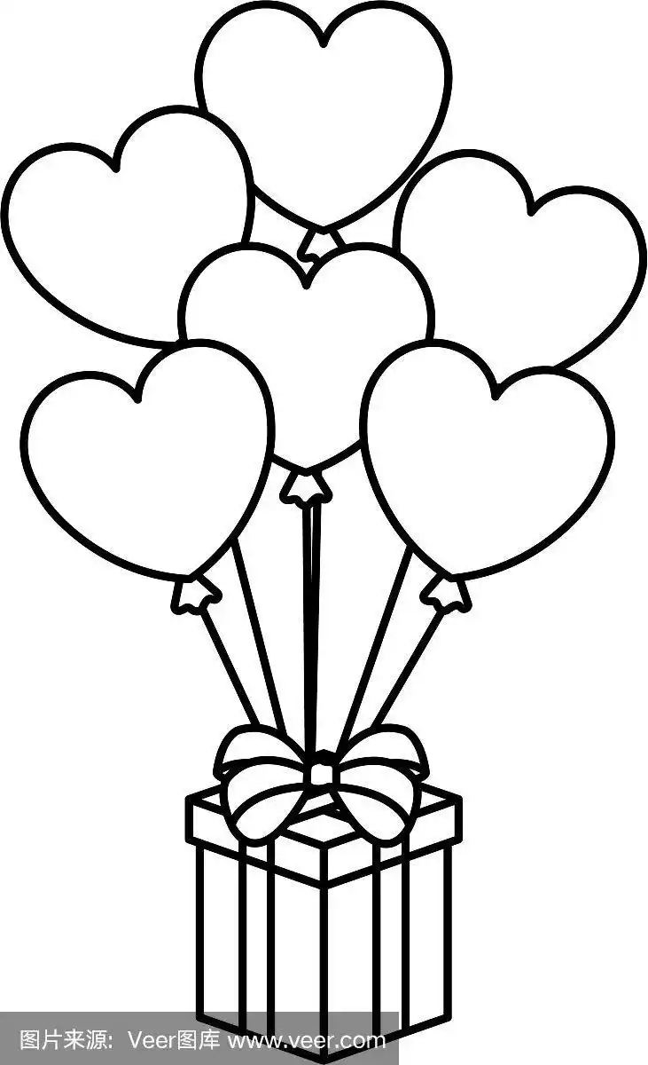 心形派对气球和礼物