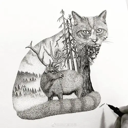 点绘,一组动物集.作者