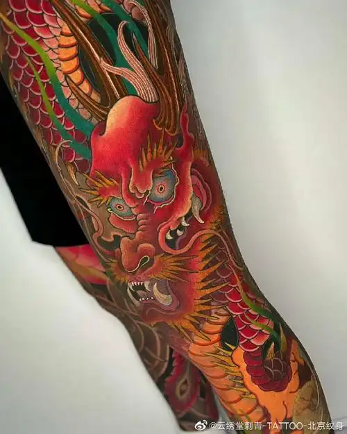 设计美学##花腿纹身##龙纹身##新传统纹身