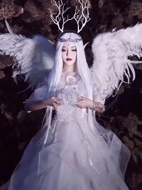 假发女cos 古风_假发女长发cos古风中分直发 纯白色假发自然逼真整顶