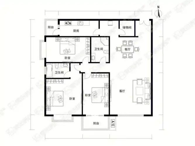 东三环边户型方正无死角