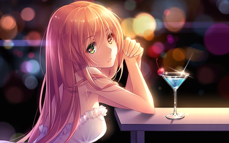 anime girls,drinking glass,壁纸,高清壁纸人物,长发,动漫,漫画,动漫