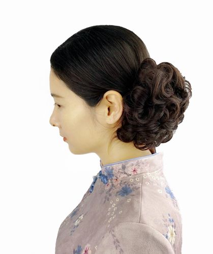假发发饰拉花发苞复古盘头女生旗袍盘发民国整顶假发