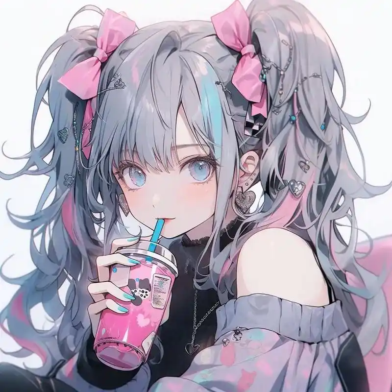 双马尾女孩爱上奶茶||动漫女头|双马尾女孩爱上奶茶|| #优 - 抖音