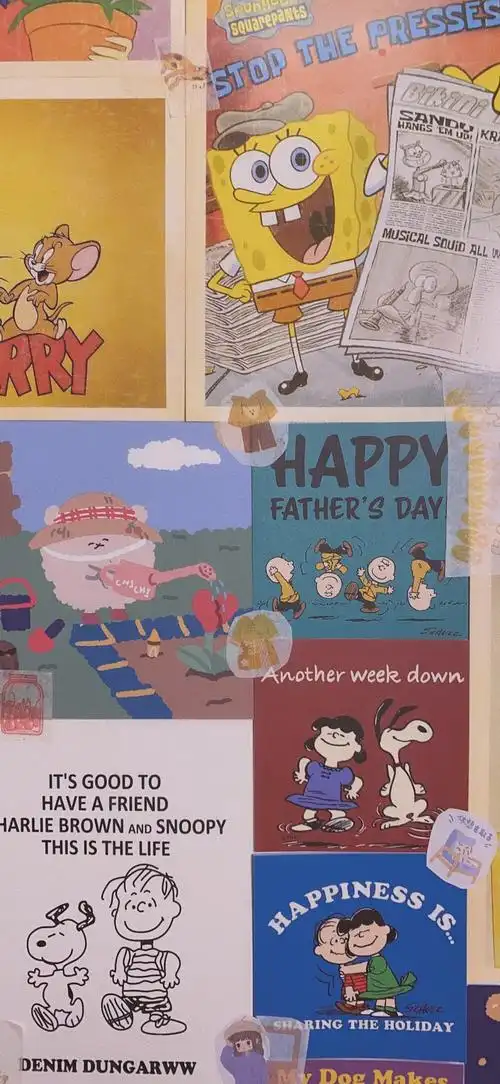 卡通拼接壁纸少女心