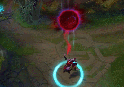 希维尔的回城特效她会把手中的武器丢到天上,变成一轮红月,这就是