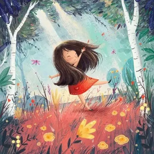 一组治愈系的小女孩插画 - 治愈系图片