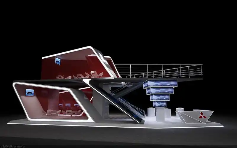 三菱特装展位设计效果图 展会设计效果图 3d效果图设计