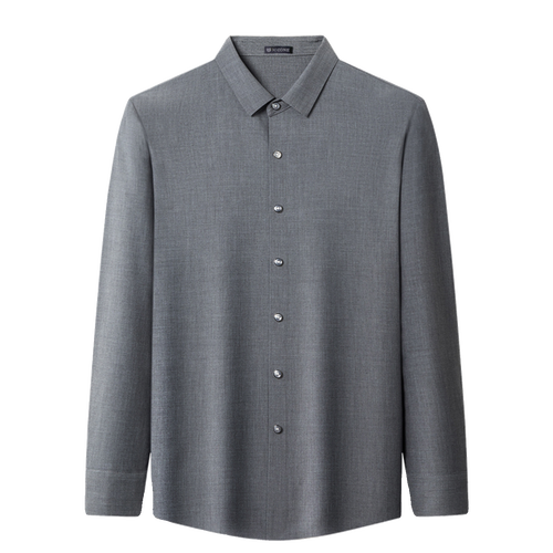 男秋冬新款休闲长袖高端免烫羊毛保暖无痕加绒衬衣衬衫九牧王男装