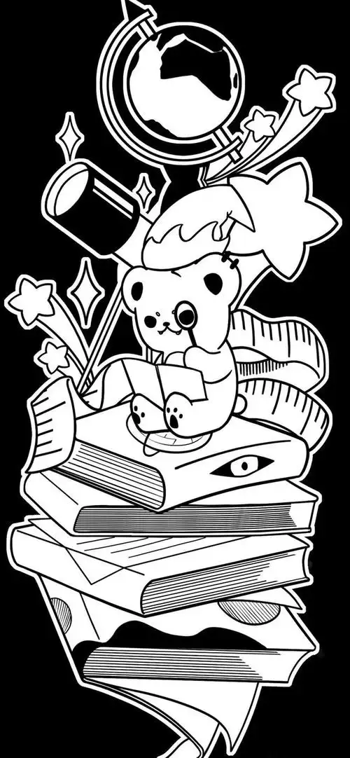 黑白创意卡通插画手机壁纸 高清壁纸无水印