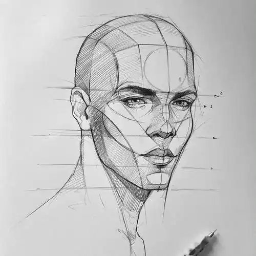 线条清晰的自动铅笔素描,带辅助线_在线_基础_艺术