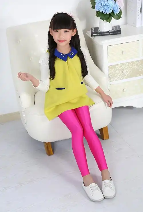 新款女童裤子春秋儿童打底裤外穿长裤中大童学生光泽裤修身弹力舞蹈裤