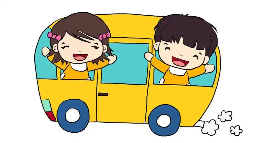 小朋友坐公交车儿童卡通简笔画