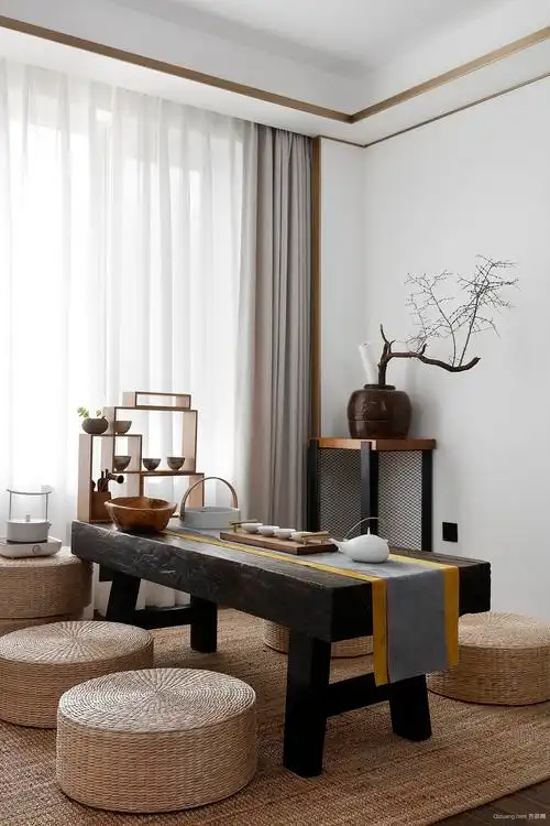 日式风格家居茶室茶桌创意装修效果图