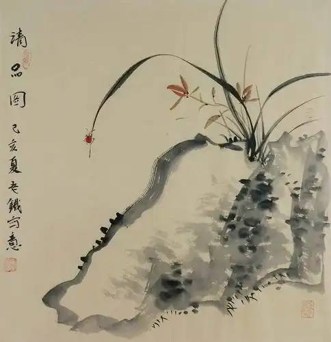 手绘字画客厅装饰画热销i060471老铁三尺斗方水墨国画花鸟画兰花