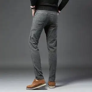 秋冬季加厚休闲裤男士弹力修身韩版灰色西裤百搭小脚长裤子显瘦潮