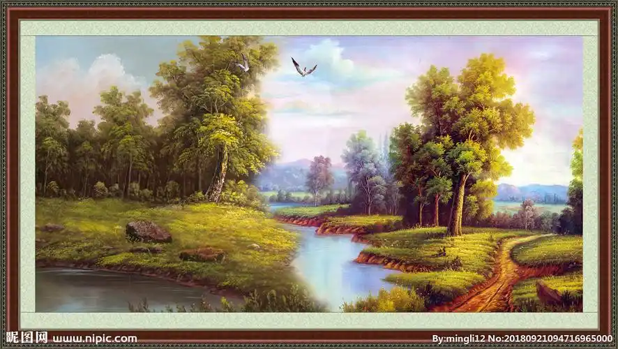 油画山水风景油画图片