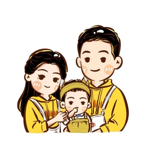 手绘头像一组全家福一家三口_全家福_手绘_情侣头像_漫画_亲子_幸福一
