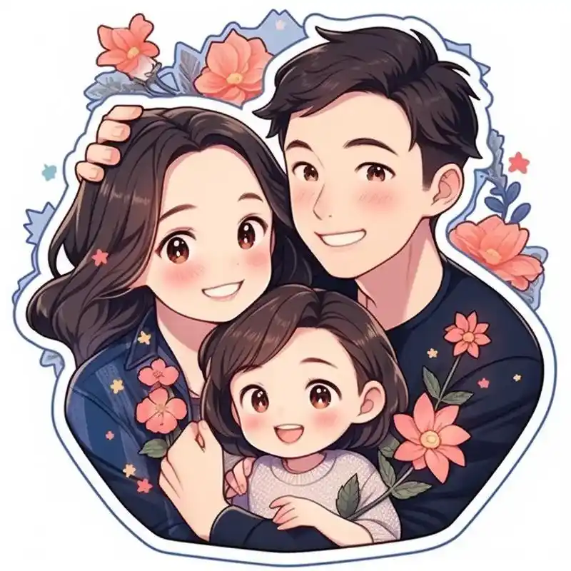 一家三口亲子漫画头像.#亲子头像 #宝妈宝爸带娃一起换头像  - 抖音
