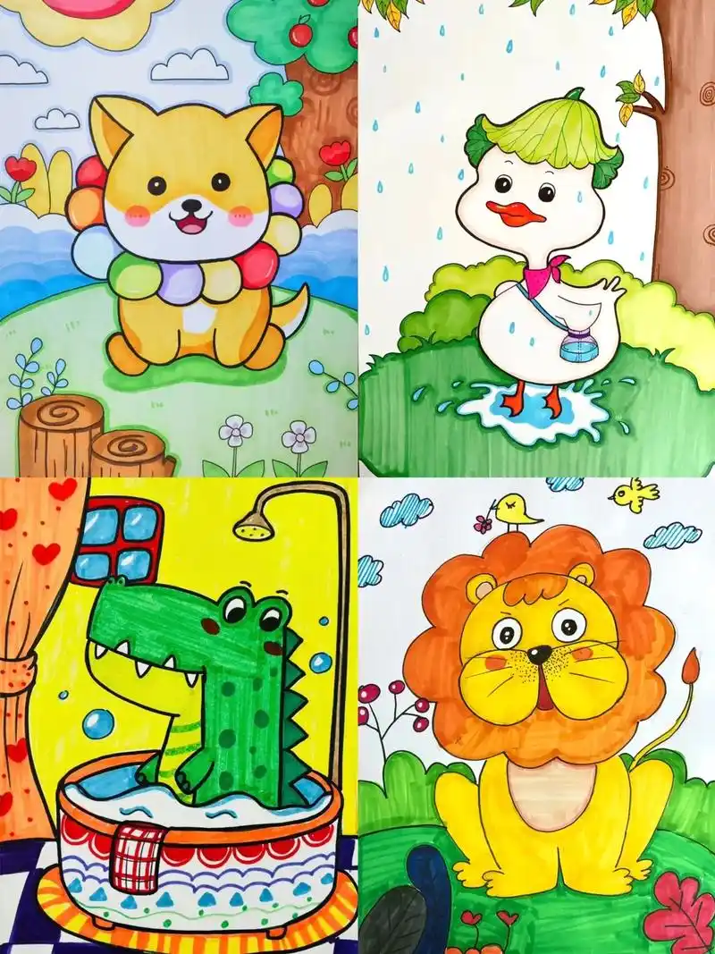 适合5-9岁孩子绘画 #鳄鱼儿童画 # - 抖音