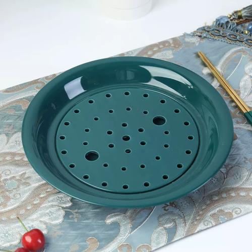 陶瓷饺子盘双层沥水创意陶瓷菜盘家用大号水饺盘轻奢托盘滤水蒸盘