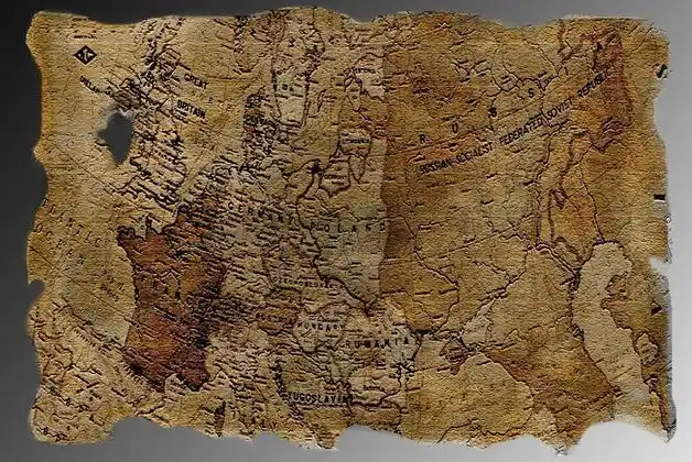 古老陈旧破损藏宝图