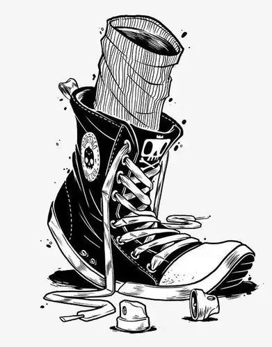 帆布鞋子手绘涂鸦线稿