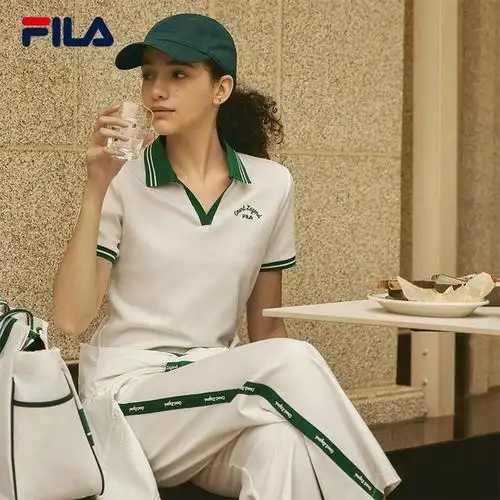 fila斐乐女子短袖polo衫夏季新款短款休闲透气翻领t恤运动上衣女_领券