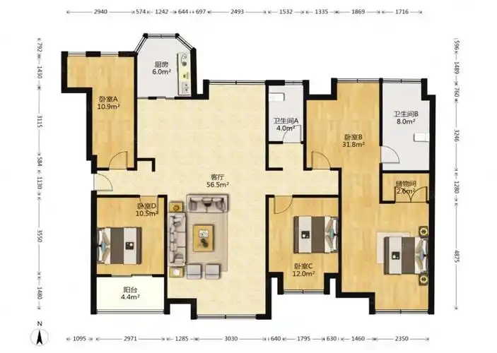 中海海悦花园户型图,户型图图片_大山谷图库